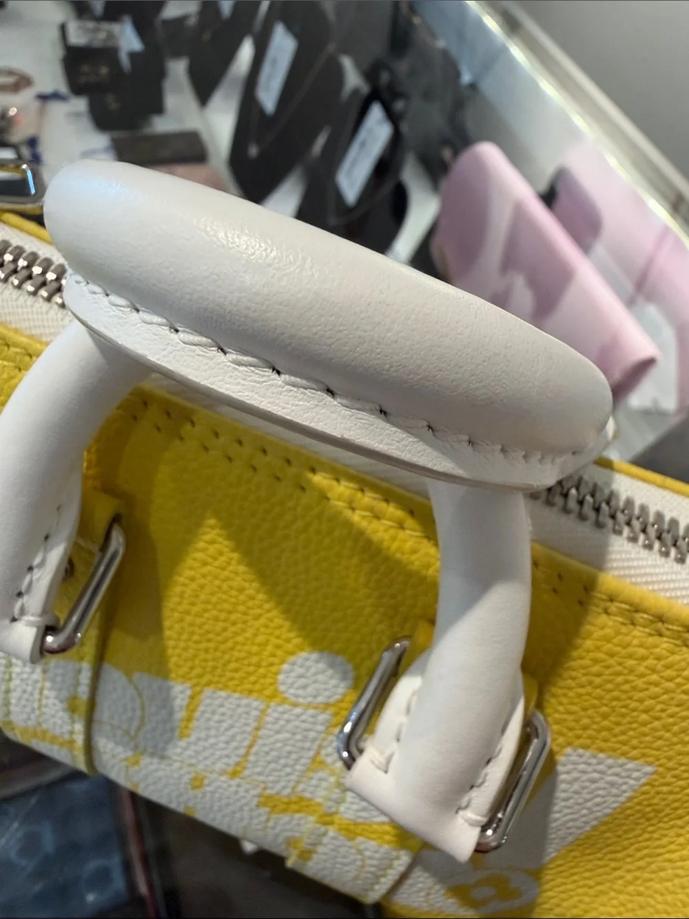 Louis Vuitton Yellow and White Mini Speedy Tote